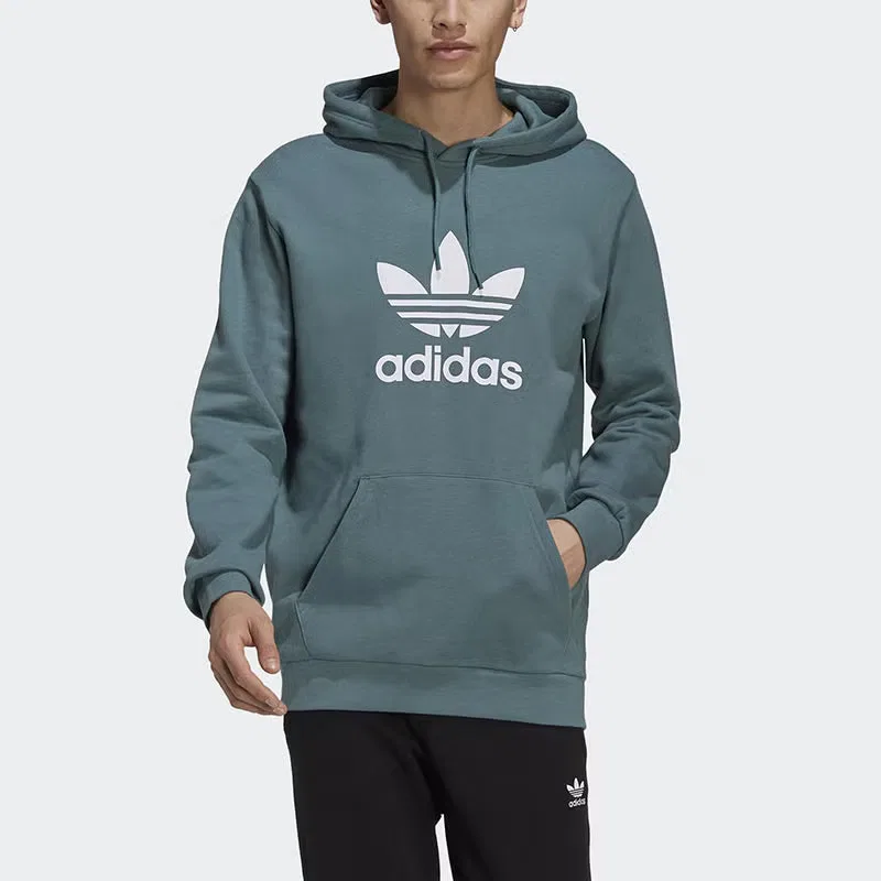 Худи с капюшоном с длинным рукавом Adidas, зеленый — фото 3