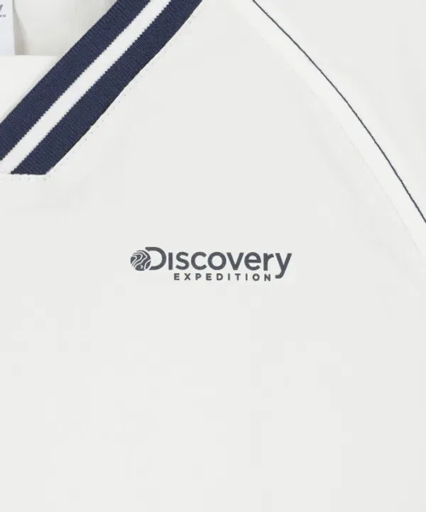 Футболка детская с V-образным вырезом, плетеная, Discovery Kids, кремовый — фото 4