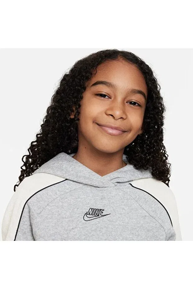 Детское худи для девочек хлопковое Sportswear Amplify Nike, Gray — фото 4