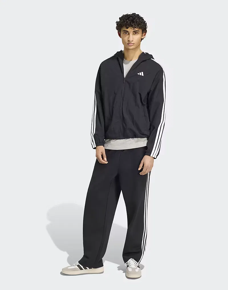 Ветровка Adidas Performance Essentials с тремя полосками, черно-белая — фото 4