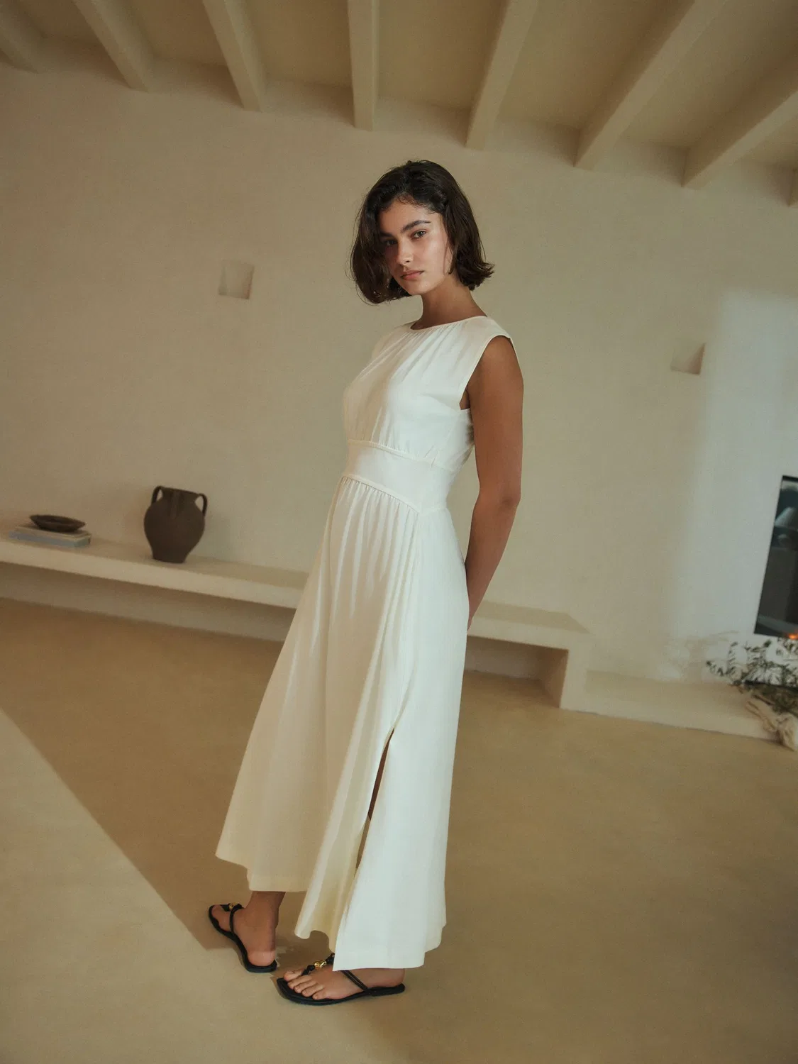 Платье миди хлопковое Cream Midi Dress Next, кремовый — фото 2