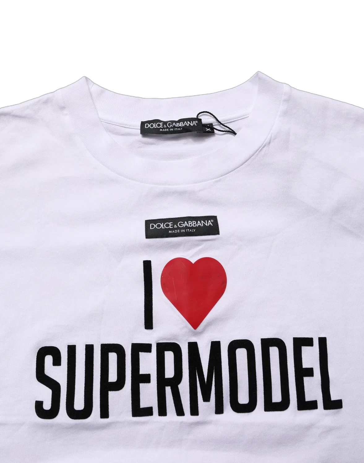 Женская футболка оверсайз с принтом I Love Supermodel Dolce & Gabbana, White — фото 3