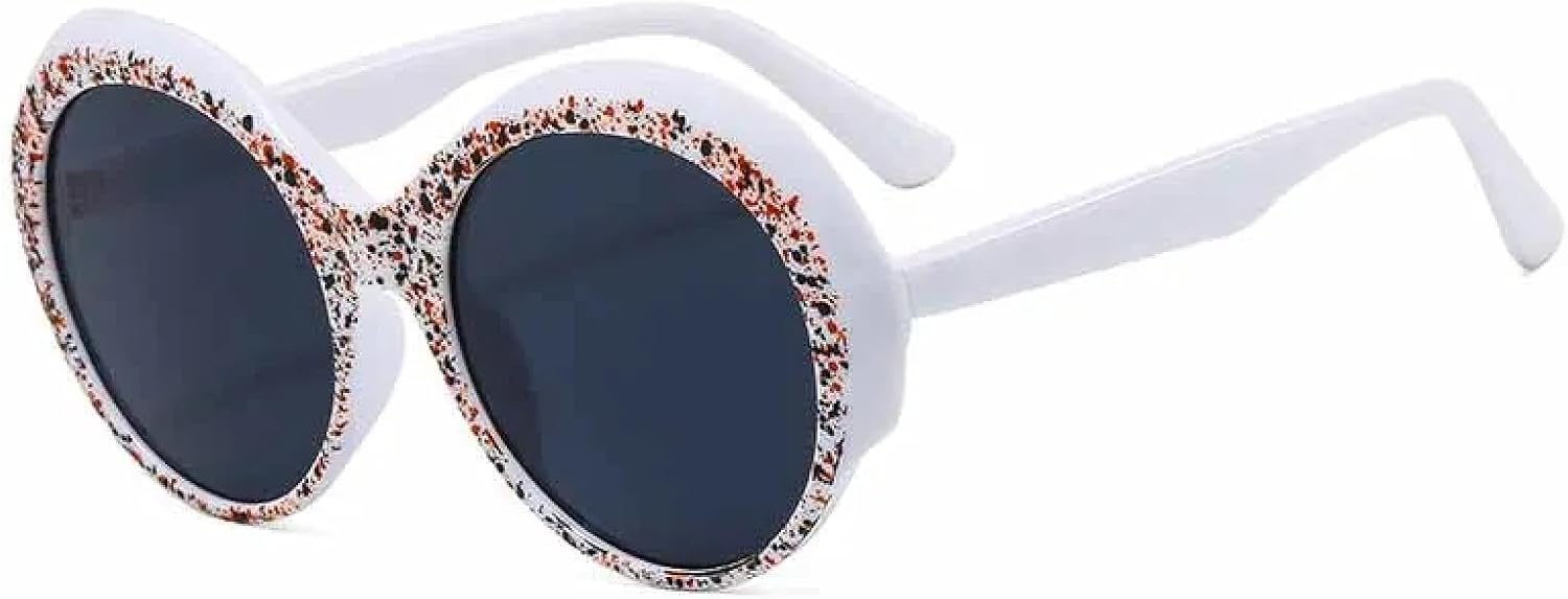 

Винтажные круглые солнцезащитные очки в стиле панк с крупной оправой для женщин, модные, роскошные, для активного отдыха, путешествий и вождения, с защитой от УФ-излучения UV400 TKKTLLT, White Gray