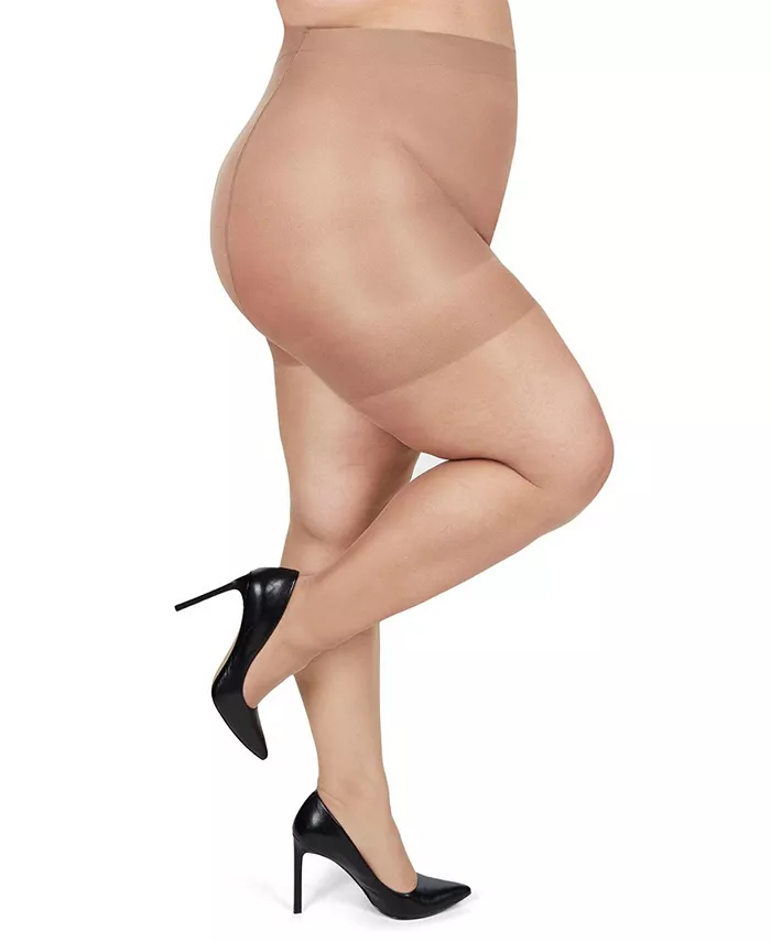 

Колготки большого размера Curvy Sheer с шелковистым верхом MM-2210 MeMoi, коричневый/бежевый