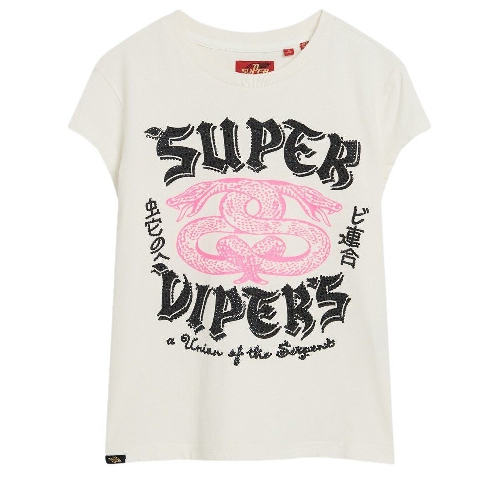 

Футболка Superdry Embellished Poster Cap, бежевый