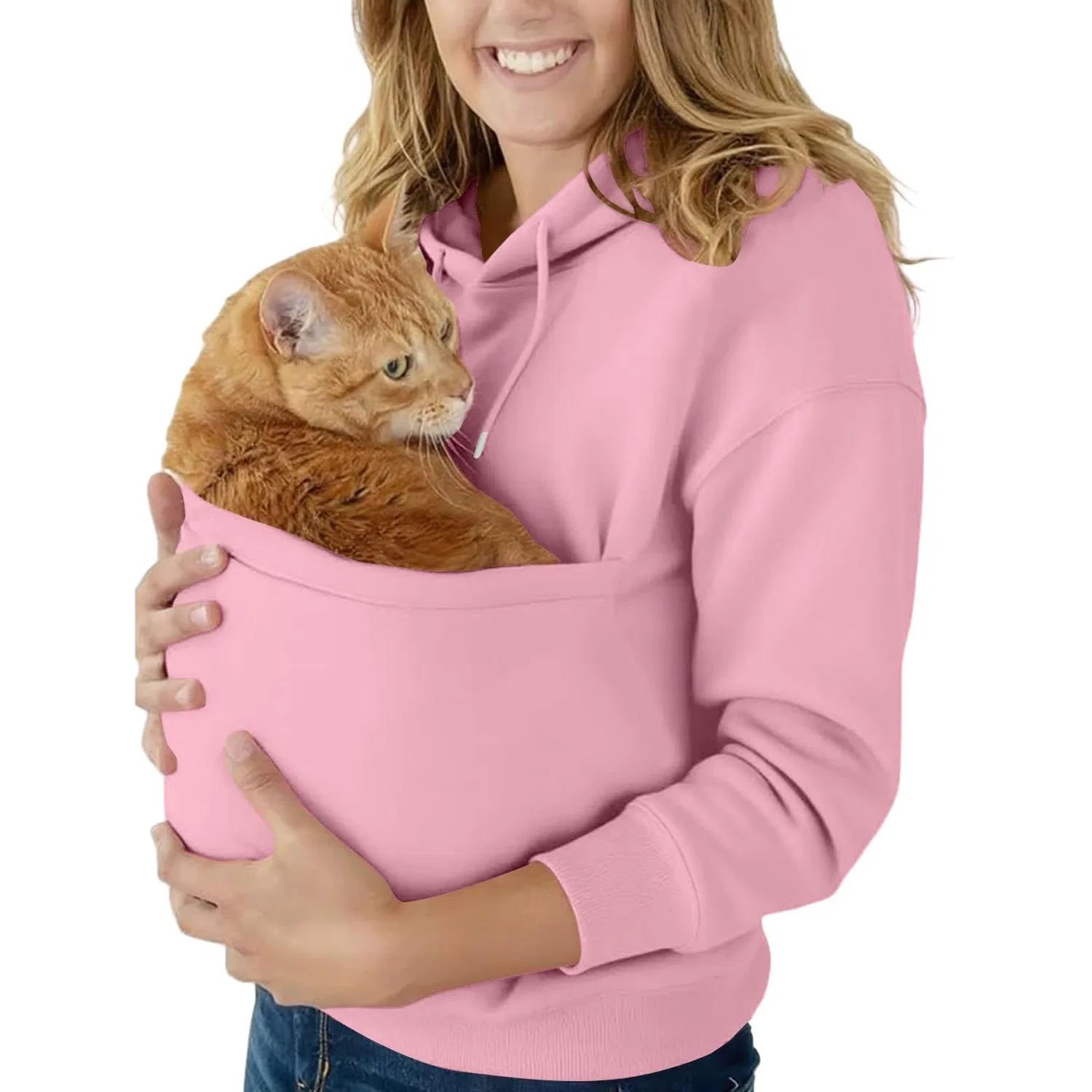 Женский худи с карманом-кенгуру Cat Hoodie, z21 pink — фото 4