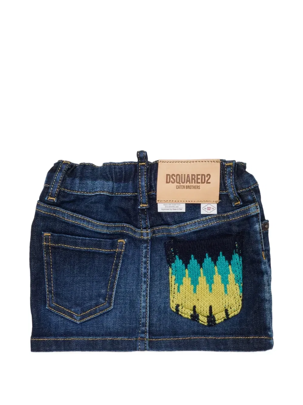 Джинсовая мини-юбка с вышитыми карманами Dsquared2 Kids, синий — фото 2
