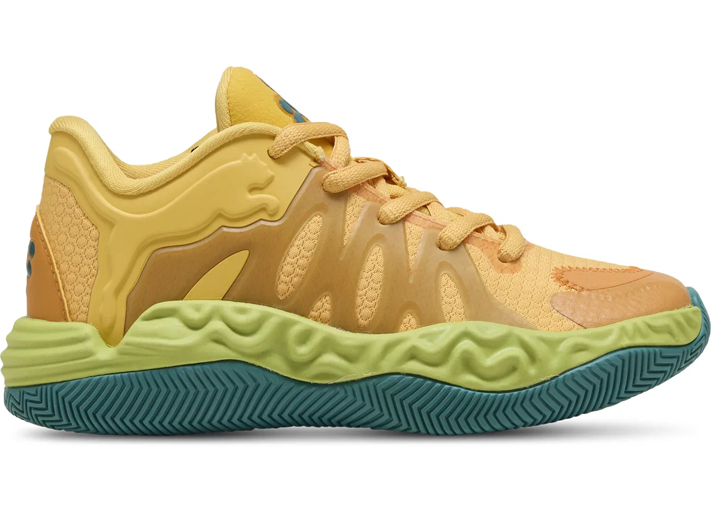 Детские кроссовки для мальчиков с контрастными цветами Puma Tyrese Haliburton Hali 1, Ultra Blue/Fluro Green Pes/Yellow