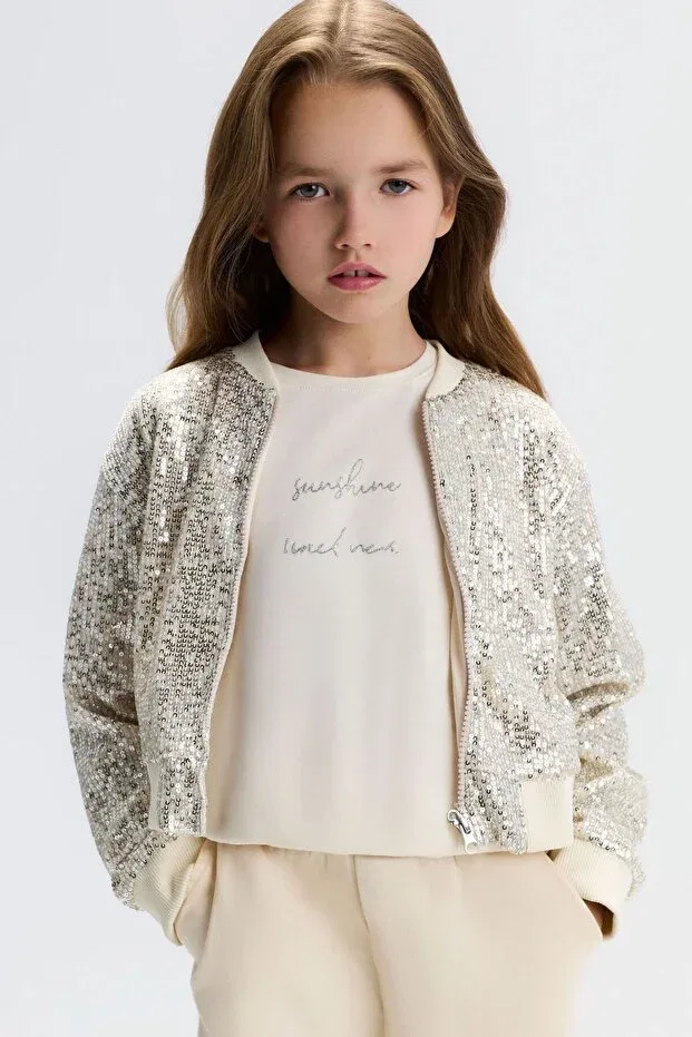 Детский кардиган с принтом Star Zippered Cardigan Nk Kids, Cream — фото 3