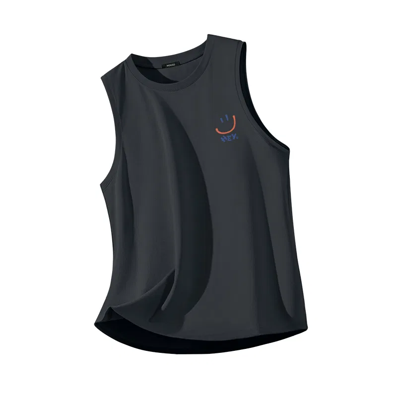 Детский топ-майка без рукавов Miniso, Dark Gray Reversed Smiling Chest Logo