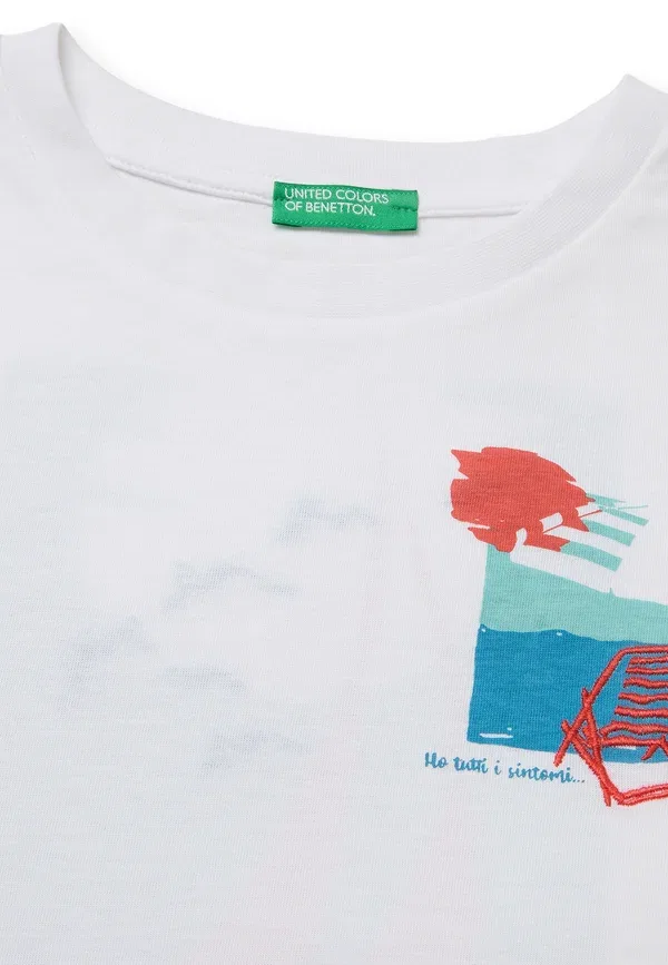 Майка с принтом и вышивкой United Colors Of Benetton, белый — фото 3