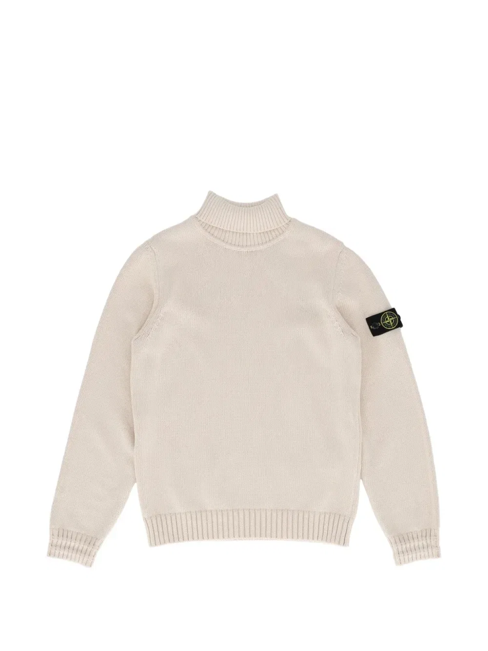 Свитер с высоким воротом и нашивкой-логотипом Stone Island Junior, бежевый
