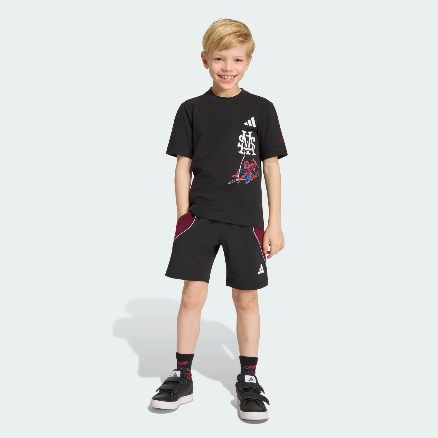 Детский комплект с принтом Marvel Spider-Man Adidas, Schwarz Weiss