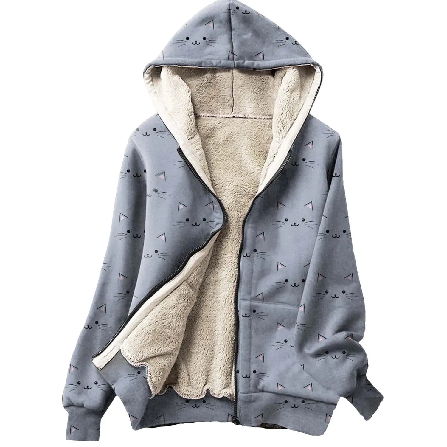 Женская тёплая куртка на молнии с флисовой подкладкой, 100 г, Winter Down, azure