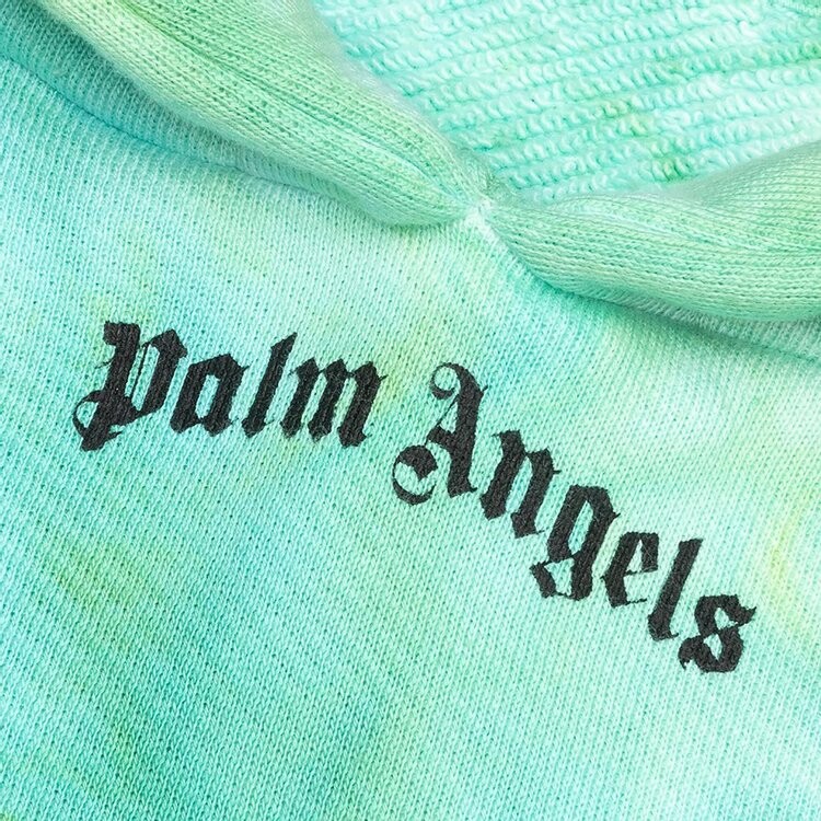 Худи Palm Angels Tie Dye Logo Over Hoodie 'Forrest Green/Yellow', зеленый — фото 4