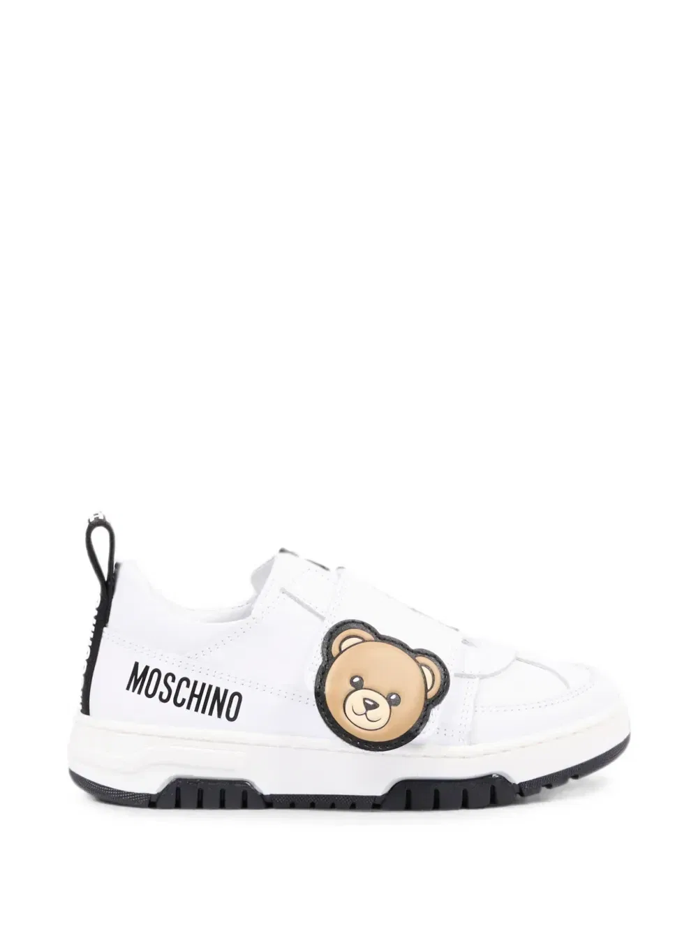 Кроссовки на липучках с мишкой Teddy Bear Moschino Kids, белый