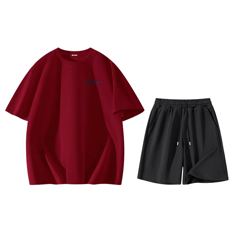 Детский комплект спортивной одежды 2 шт Good Luck Comes to Chest Logo MINISO, Burgundy + Black
