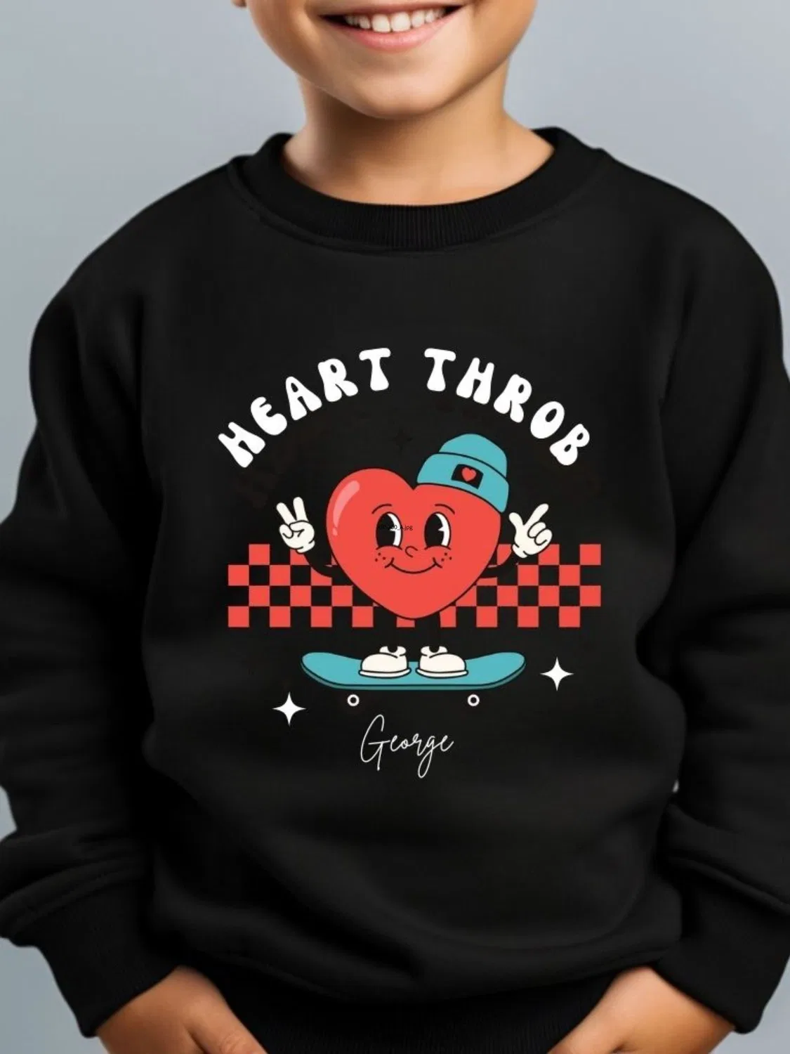 Свитшот с персонализацией Heart Throb Koko Blossom, черный