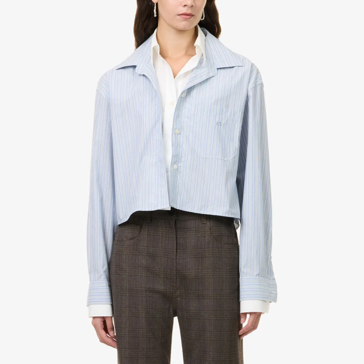 Полосатая хлопковая рубашка Soubla Acne Studios, белый/синий — фото 3