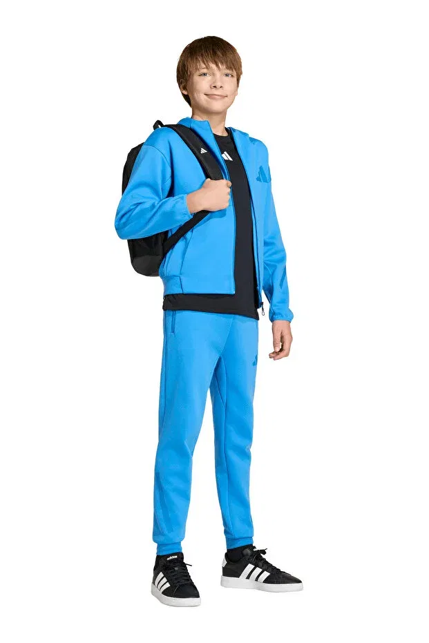 Детская толстовка с капюшоном и принтом Adidas, Blue — фото 3