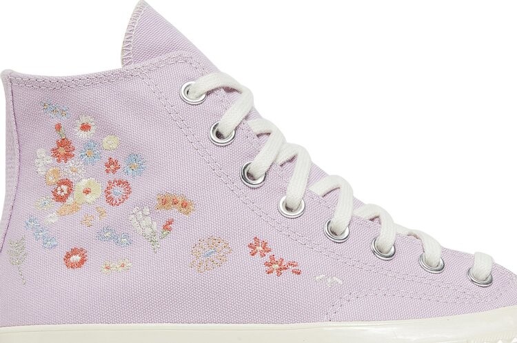 Кроссовки Converse Wmns Chuck 70 High Embroidered Floral Print - Pale Amethyst, фиолетовый — фото 2