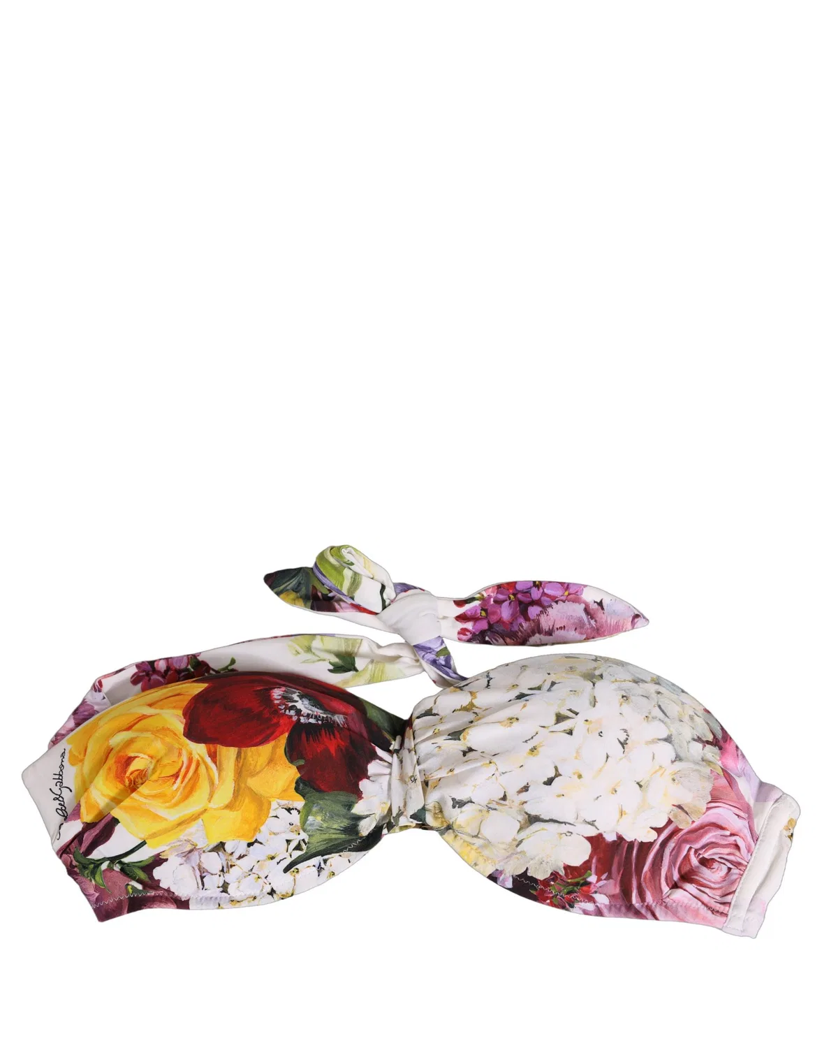 Женский топ бикини с цветочным принтом White Floral Print Dolce & Gabbana, White — фото 4