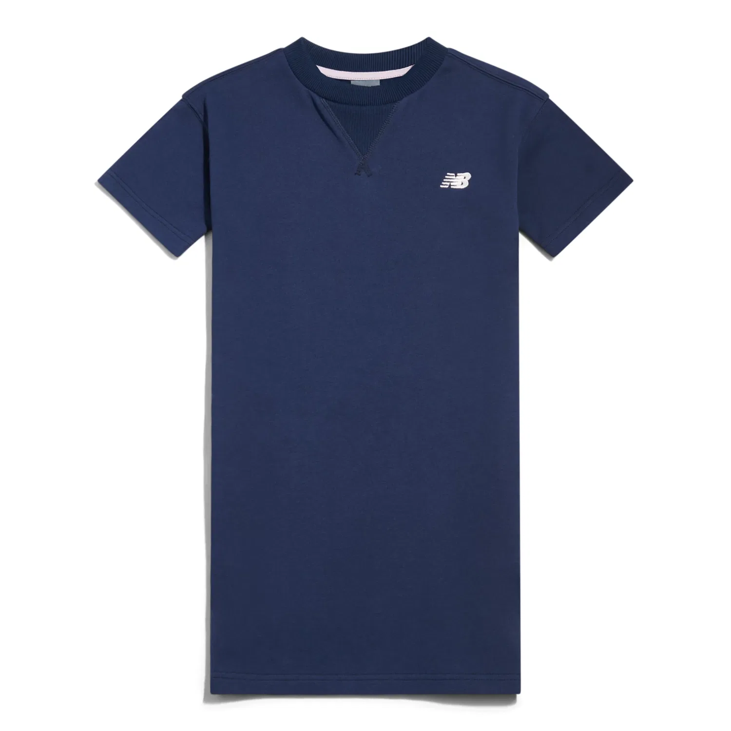 Детское платье из футера с вышитым логотипом, свободная посадка, New Balance, Nb Navy