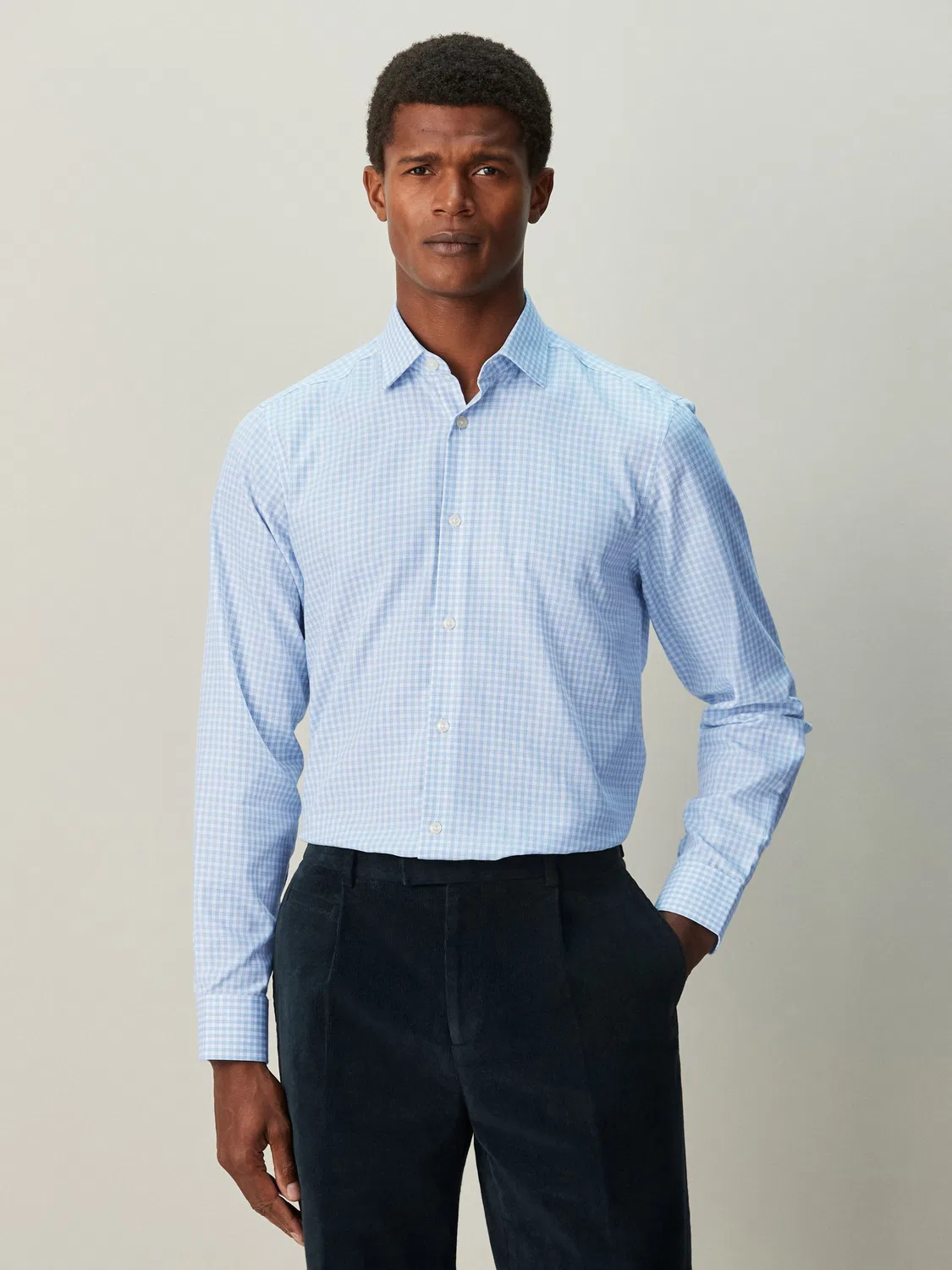 Рубашка формальная, Regular Fit, Light Blue Gingham Next