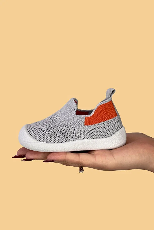 Детские спортивные туфли гибкие босиком Mumenim, Gray Orange — фото 2