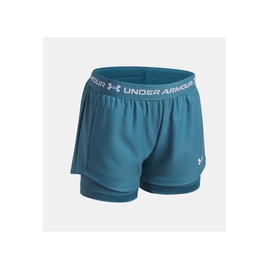 Шорты спортивные с внутренним слоем HeatGear модель UA Tech Play Up 2-in-1 Under Armour, Фиолетовый — фото 3