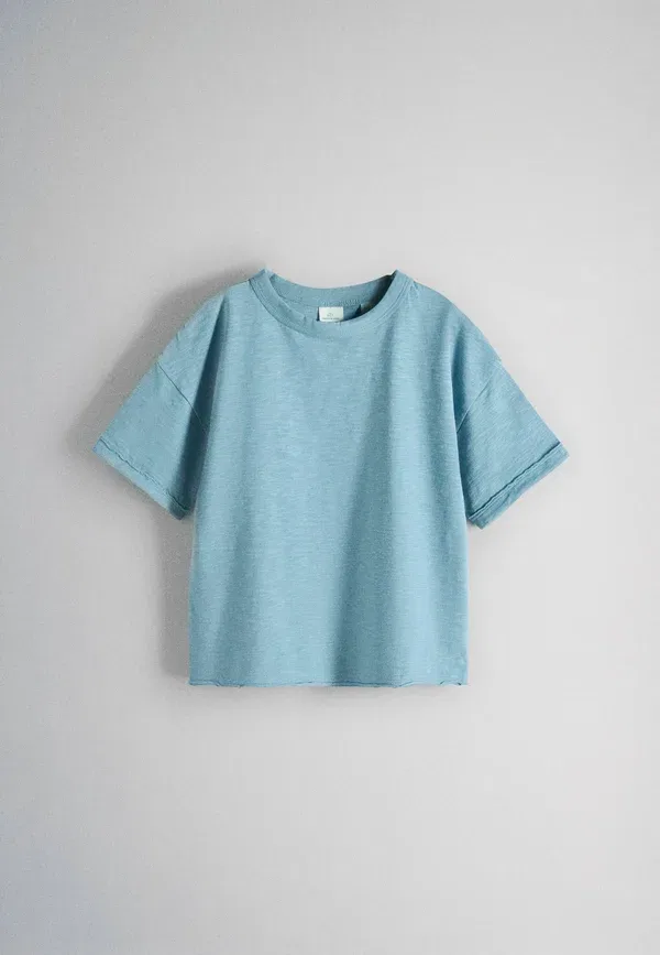 Футболка хлопковая Basic T-shirt The Set, Yellow, Brown, синий/желтый/коричневый — фото 3