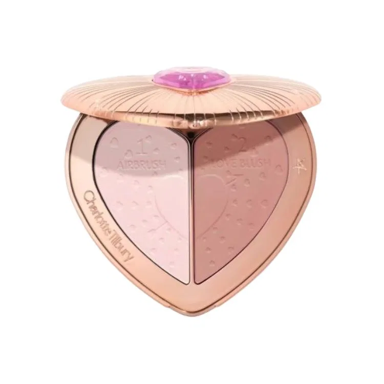 Женские румяна-палетка с эффектом сияния Heart Matte, Charlotte Tilbury, Nude Pink