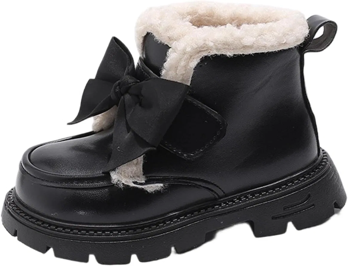 Детские зимние ботинки для девочек с мехом и бантом Zzalalana, Black