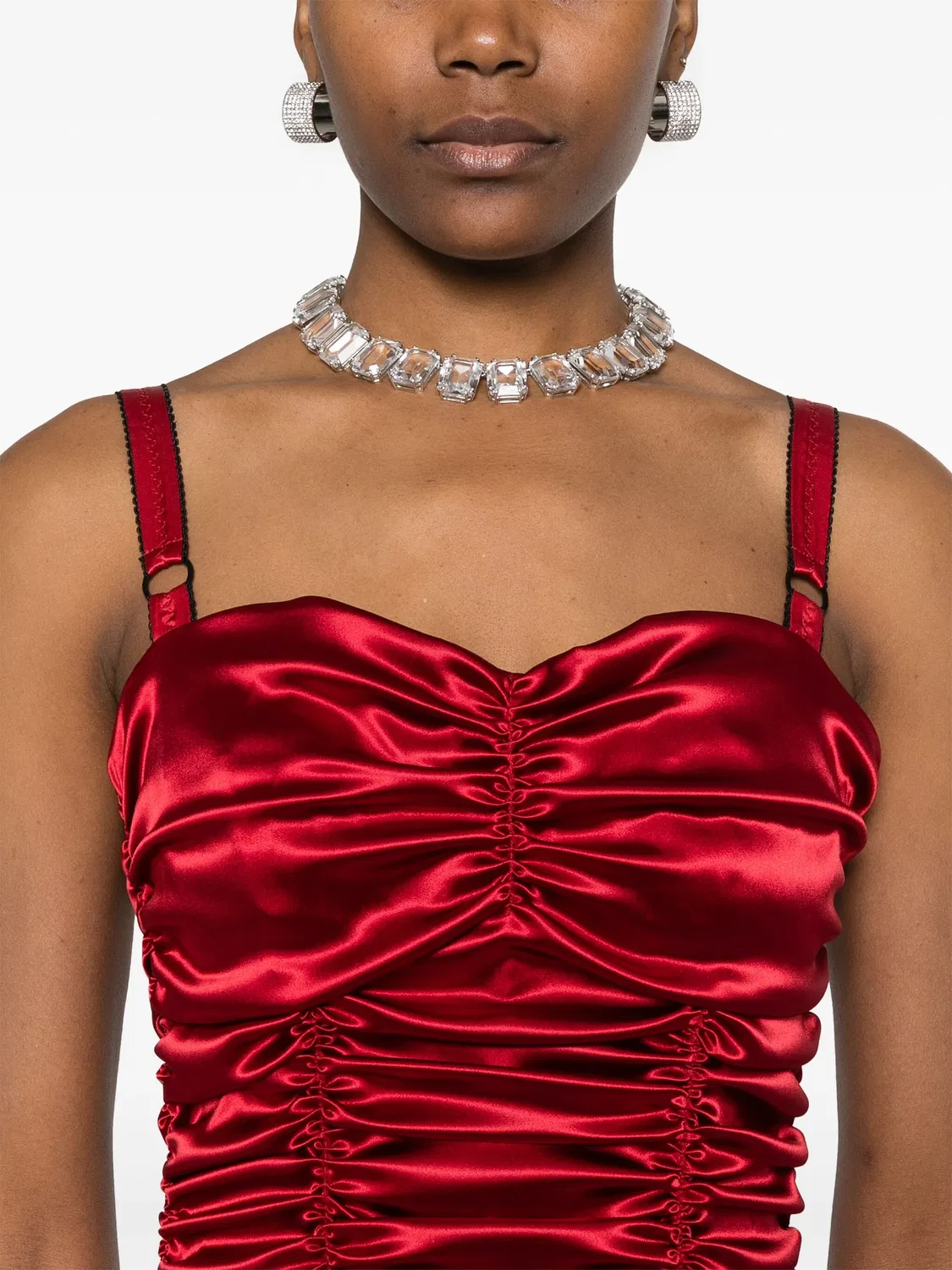 Мини-платье из драпированного сатина Dolce & Gabbana, красный — фото 3