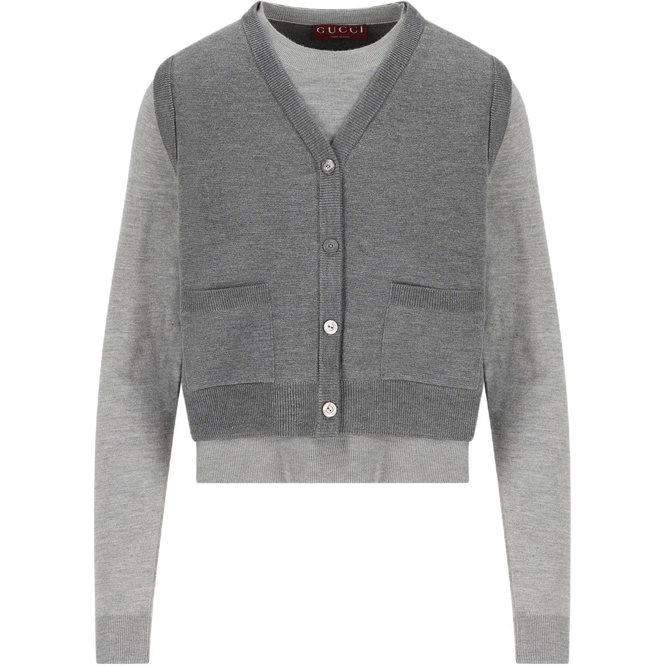 Свитер GUCCI Vest Overlay Knit, с накладным декором, серый