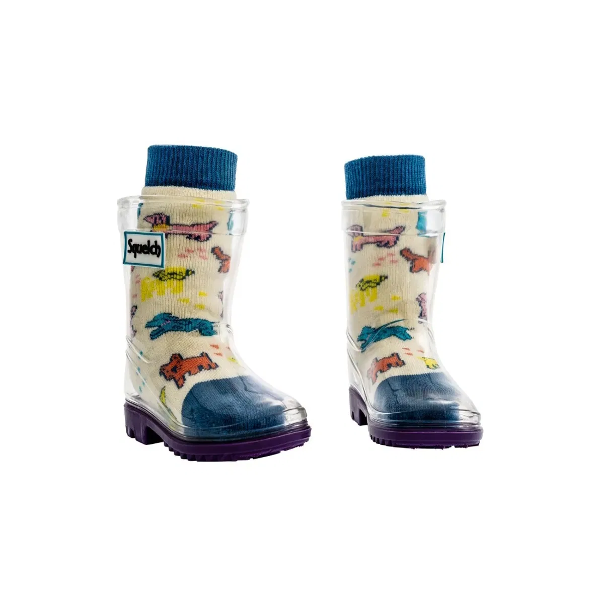 Детские носки для резиновых сапог 1-2 yrs Pastel Poodles Squelch Wellies, White — фото 2