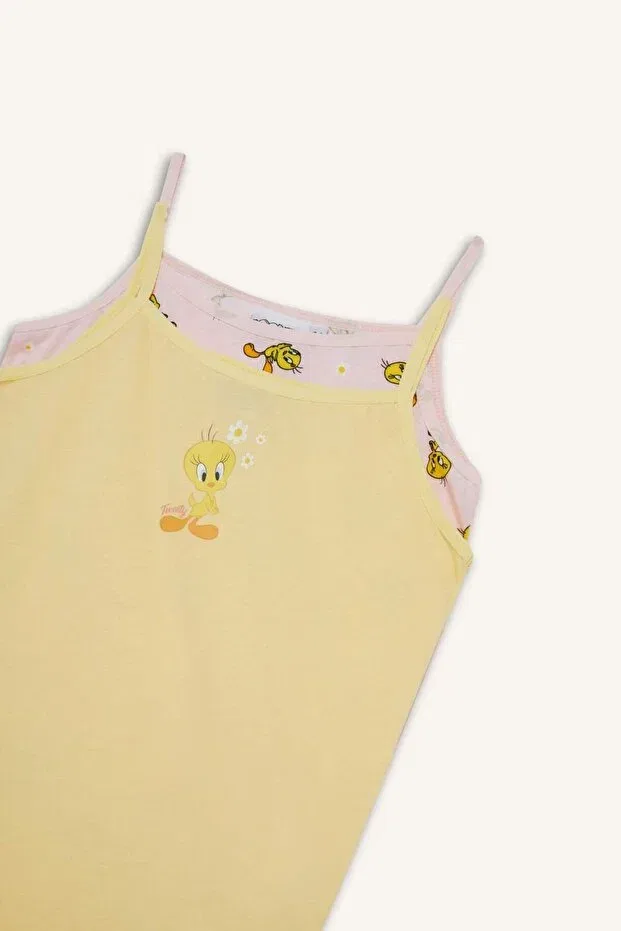 Детский хлопковое комплект маек для девочек Looney Tunes 2-Pack Undershirt Defacto, Yellow Yl127 — фото 4