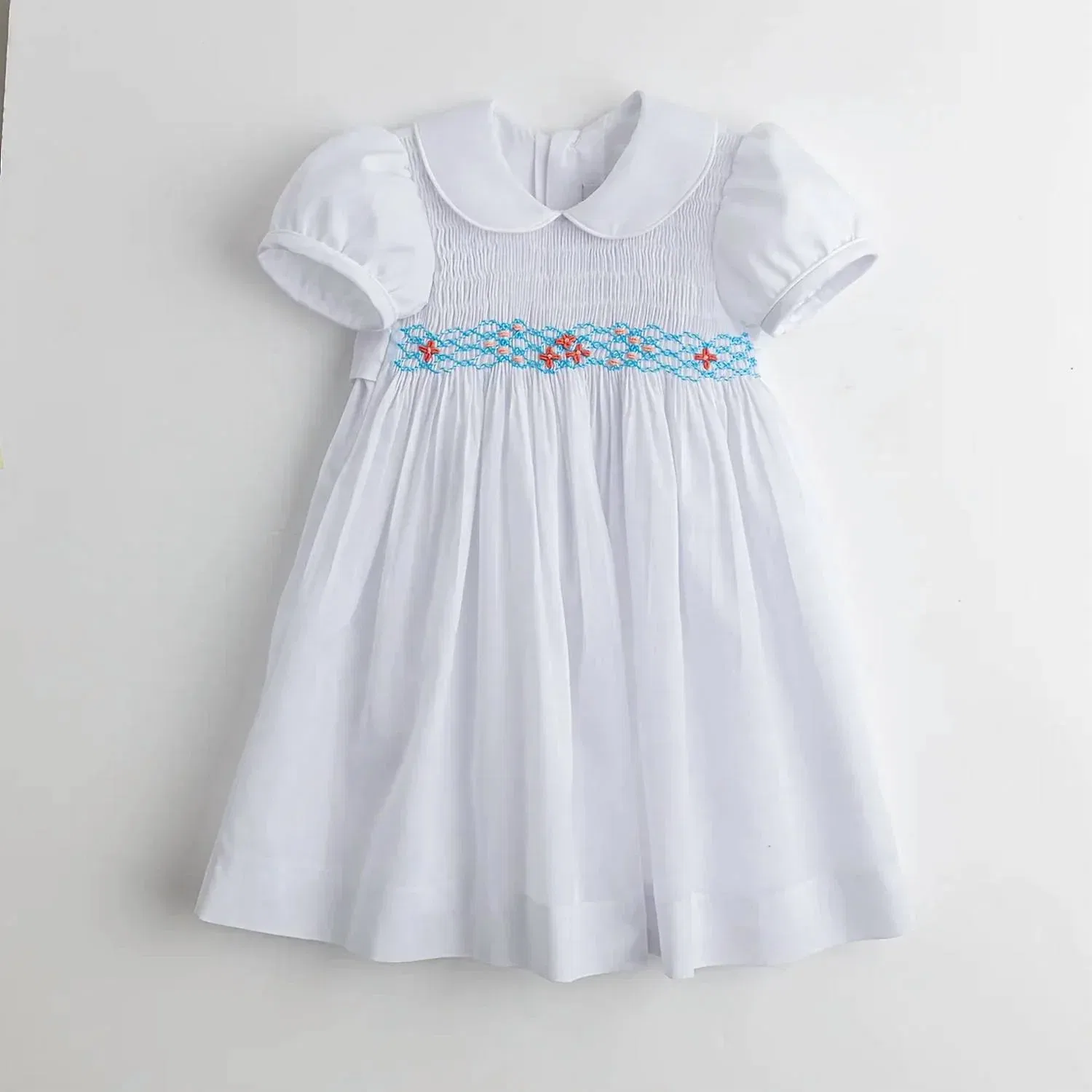 Детское платье для девочек с синей отделкой по талии Odette Dress Belan.J, White