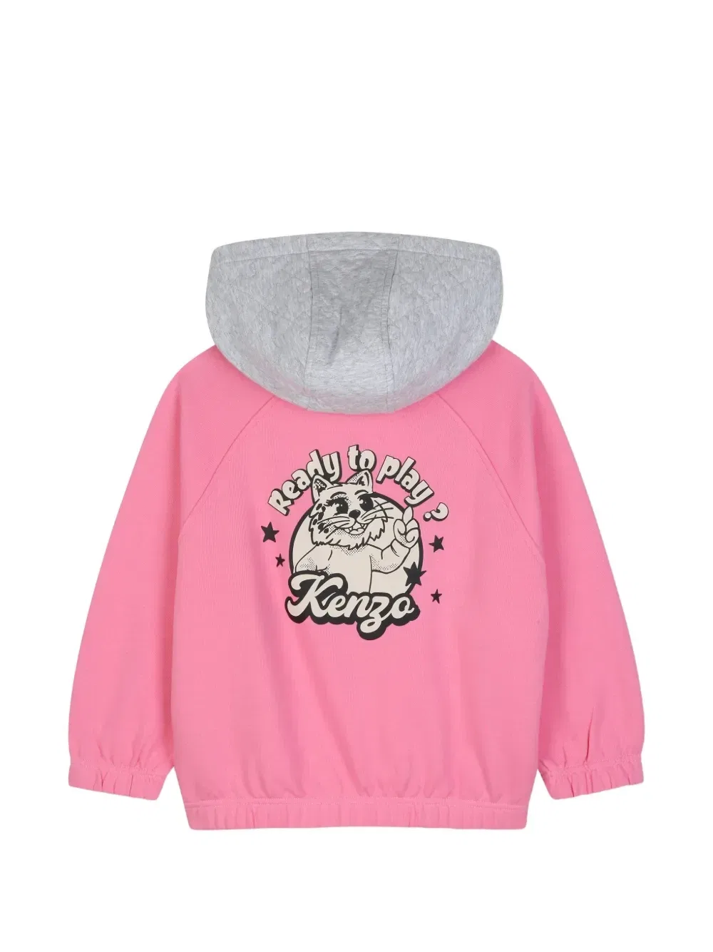 Худи с графичным принтом на пуговицах Kenzo Kids, розовый — фото 2