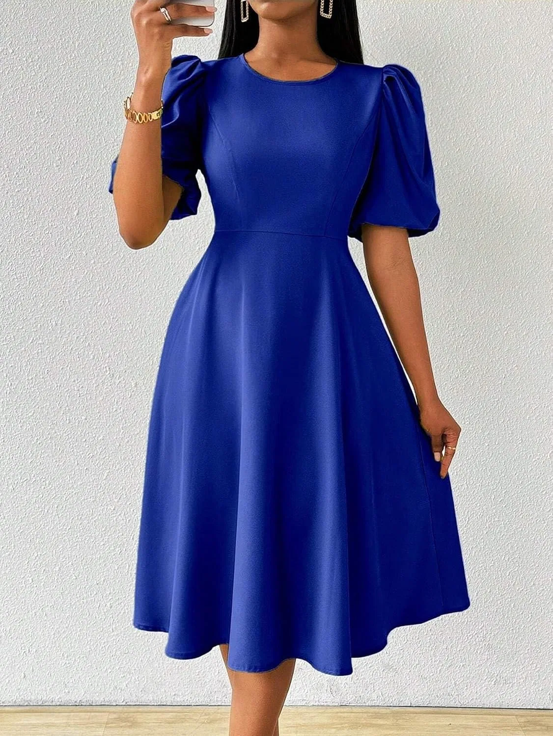 Женское платье A-силуэта с застежкой-молнией, Royal Blue — фото 4