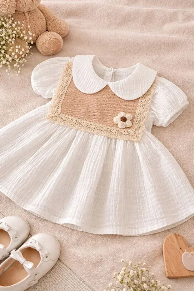 Детское платье для девочек хлопковое Bebexo Kids, White — фото 3