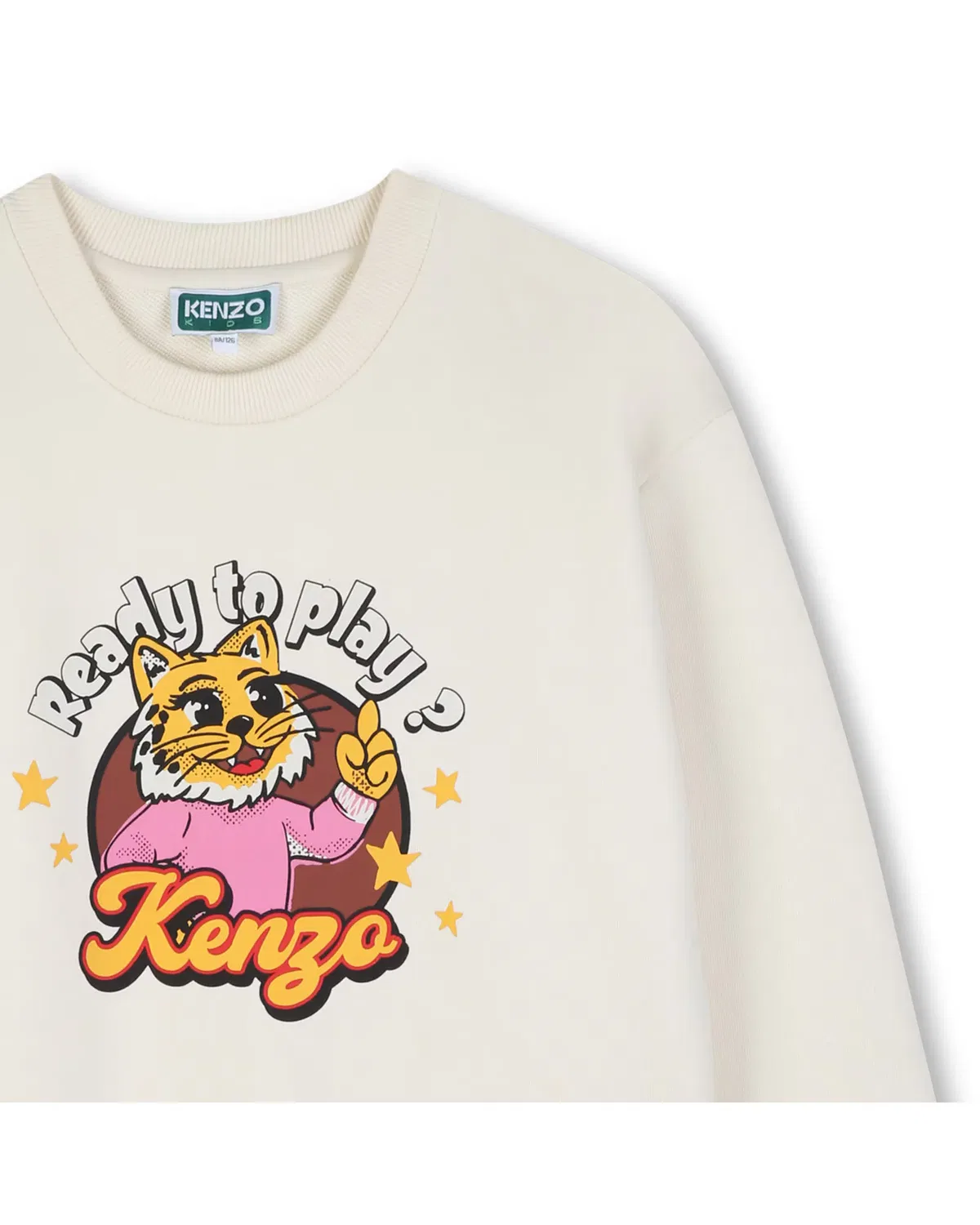 Детская худи для девочек с принтом Kenzo Kids, Light Brown — фото 2