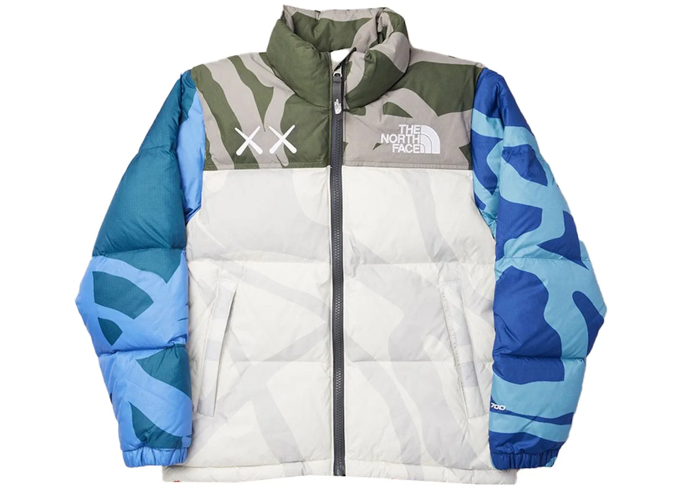 Детская куртка с принтом 1996 Nuptse Jacket KAWS, KW Moonlight Ivory Nuptse Print