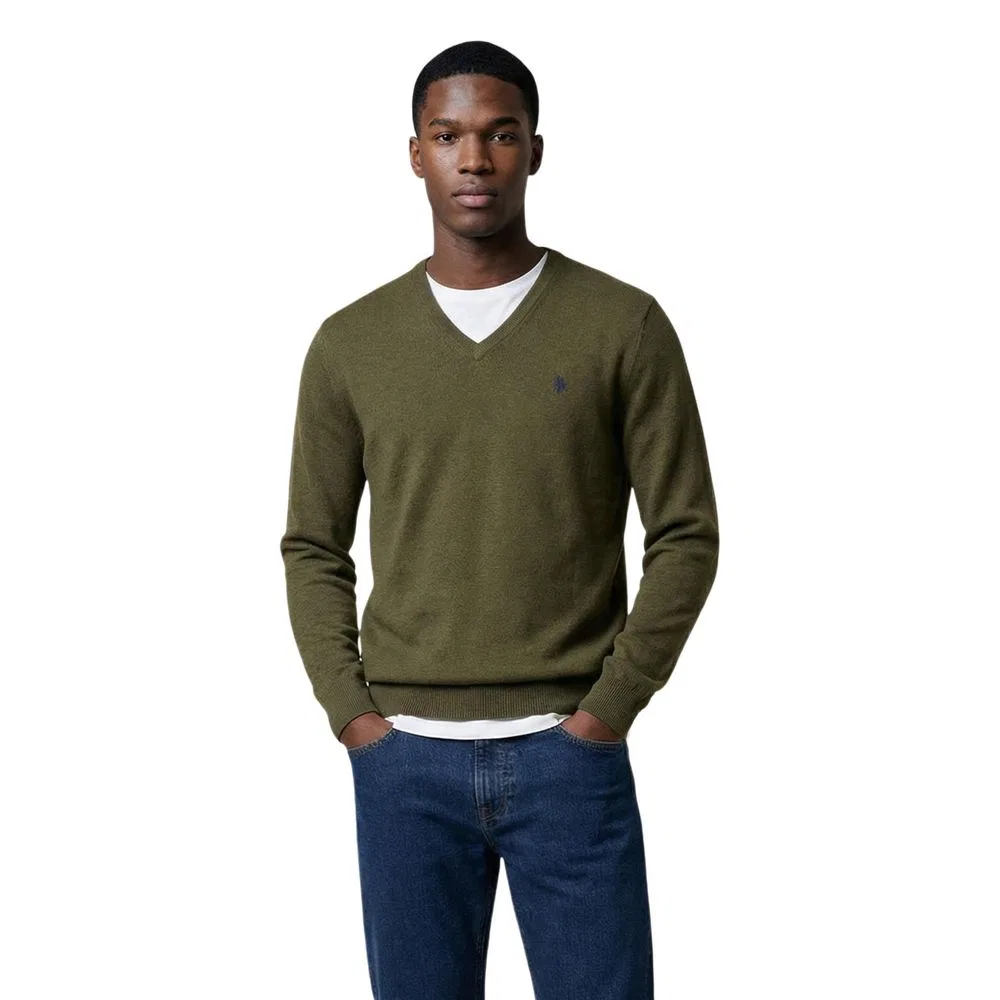 Мужской свитер с вырезом V US40 173007 U.S. Polo Assn., Green