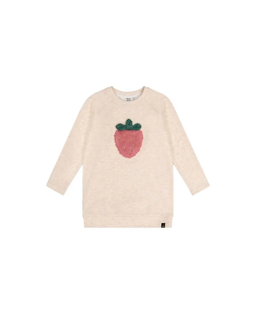 Туника из футера с аппликацией клубники, Frosted Strawberry Deux par Deux, Beige