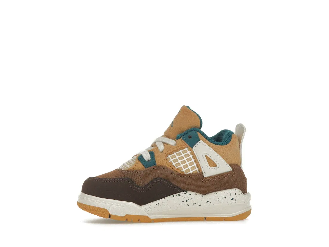 Детские кроссовки Lifestyle с принтом Jordan 4 Retro Jordan, Cacao Wow/Geode Teal/Ale Brown/Twine/Sail/Luminous Green — фото 3