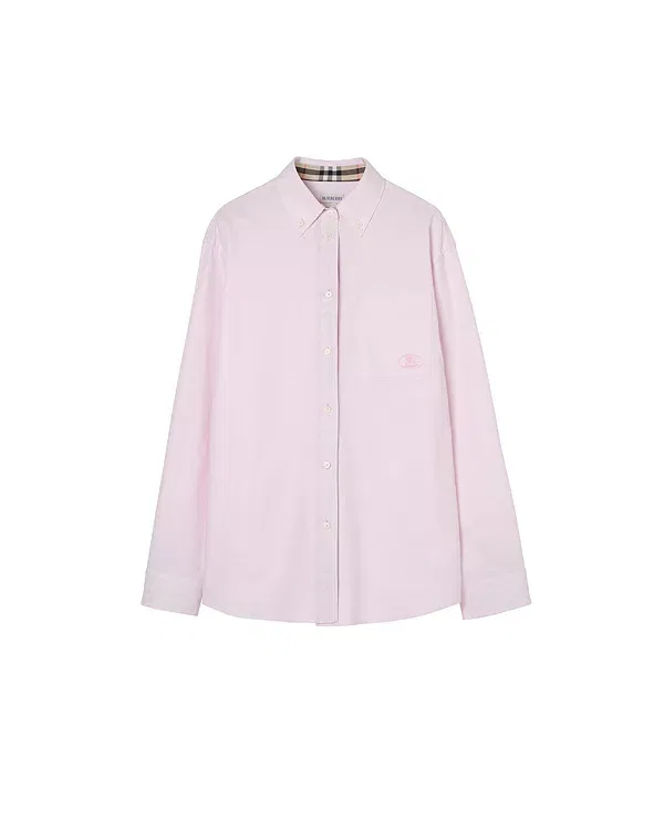 Женская рубашка свободного кроя из хлопка Oxford Frosty Pink Burberry, Frosty Pink — фото 2