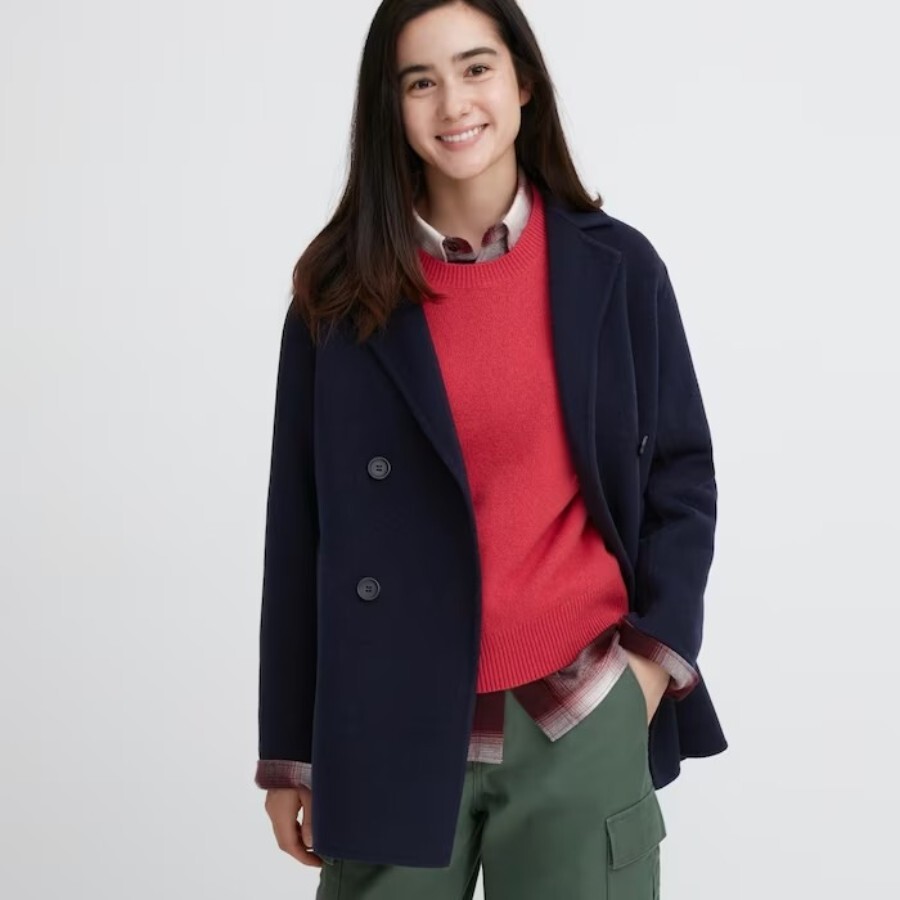 Пальто Uniqlo Wool Blend, 69 темно-синий — фото 2