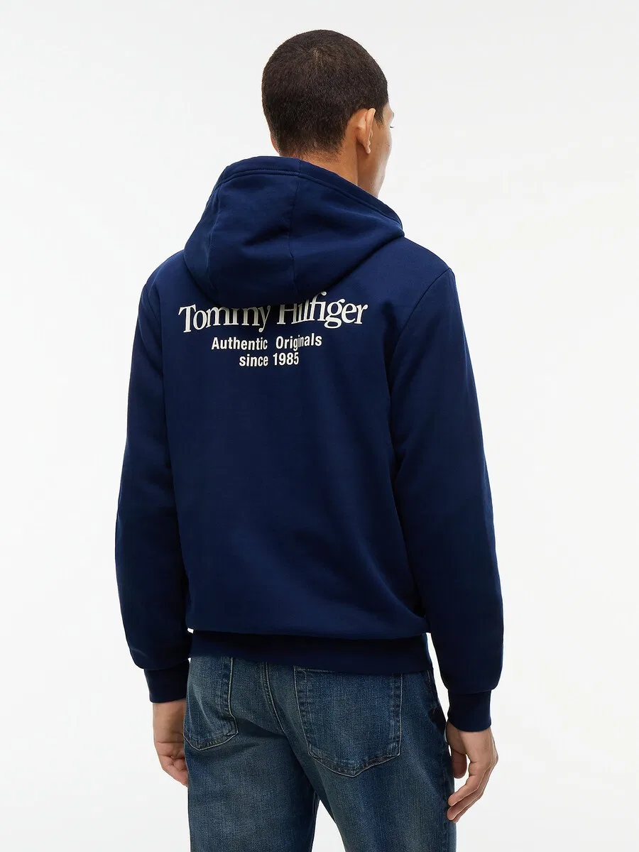 Толстовка на молнии TOMMY HILFIGER, темно-синяя — фото 4