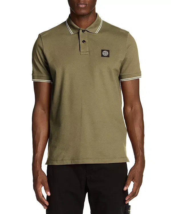 Мужское поло с коротким рукавом Slim Fit Stretch Pique Tipped Polo Shirt Stone Island, Military Green